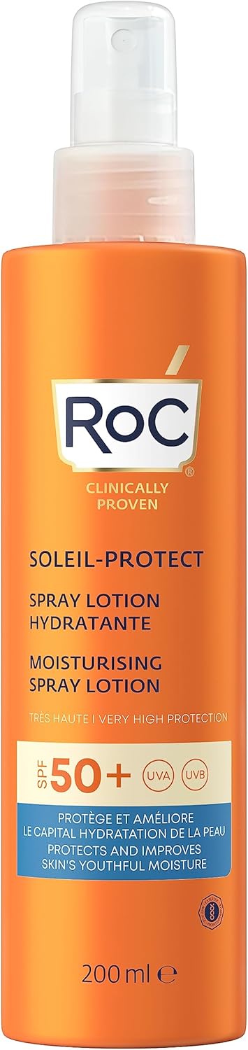 RoC - Soleil-Protect Lotion Spray Hydratant SPF 30 - Non Grasse Crème Solaire - Haute Protection - Résistant à l'Eau - 200 ml