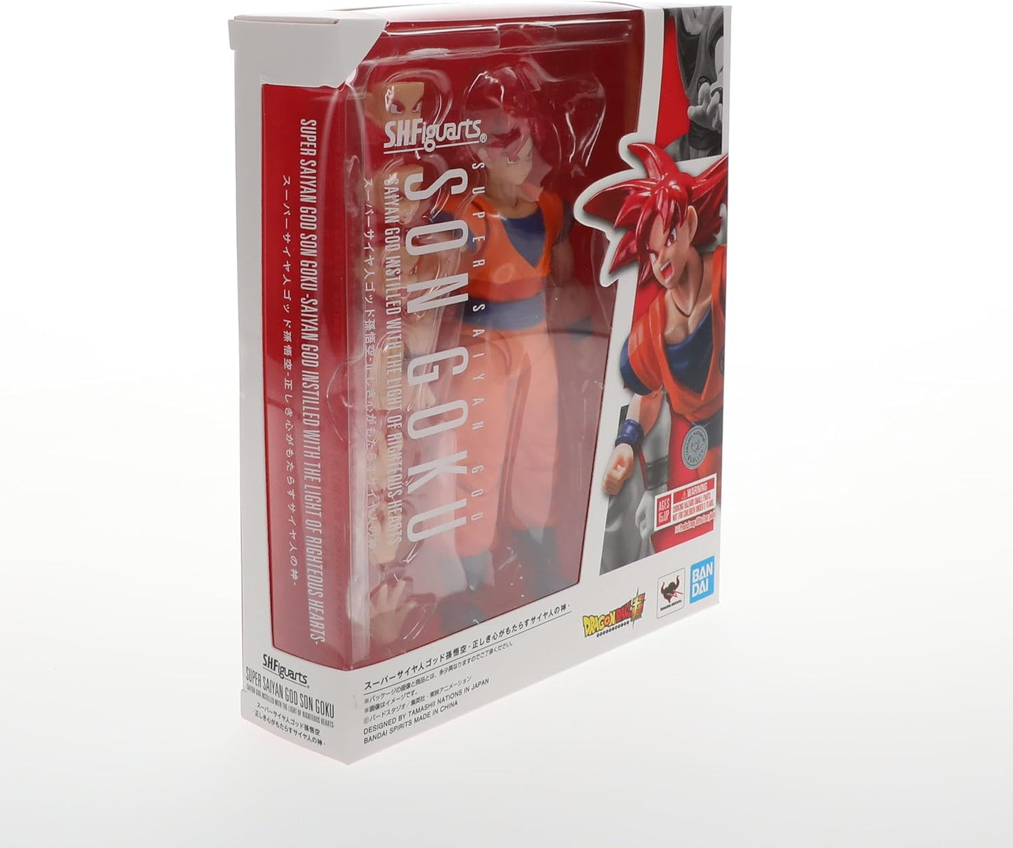TAMASHII NATIONS Dragon Ball Super – Super Saiyan God Son Goku – Dieu Saiyan Instillé avec la lumière des cœurs justes – Figurine Bandai Spirits S.H.Figuarts