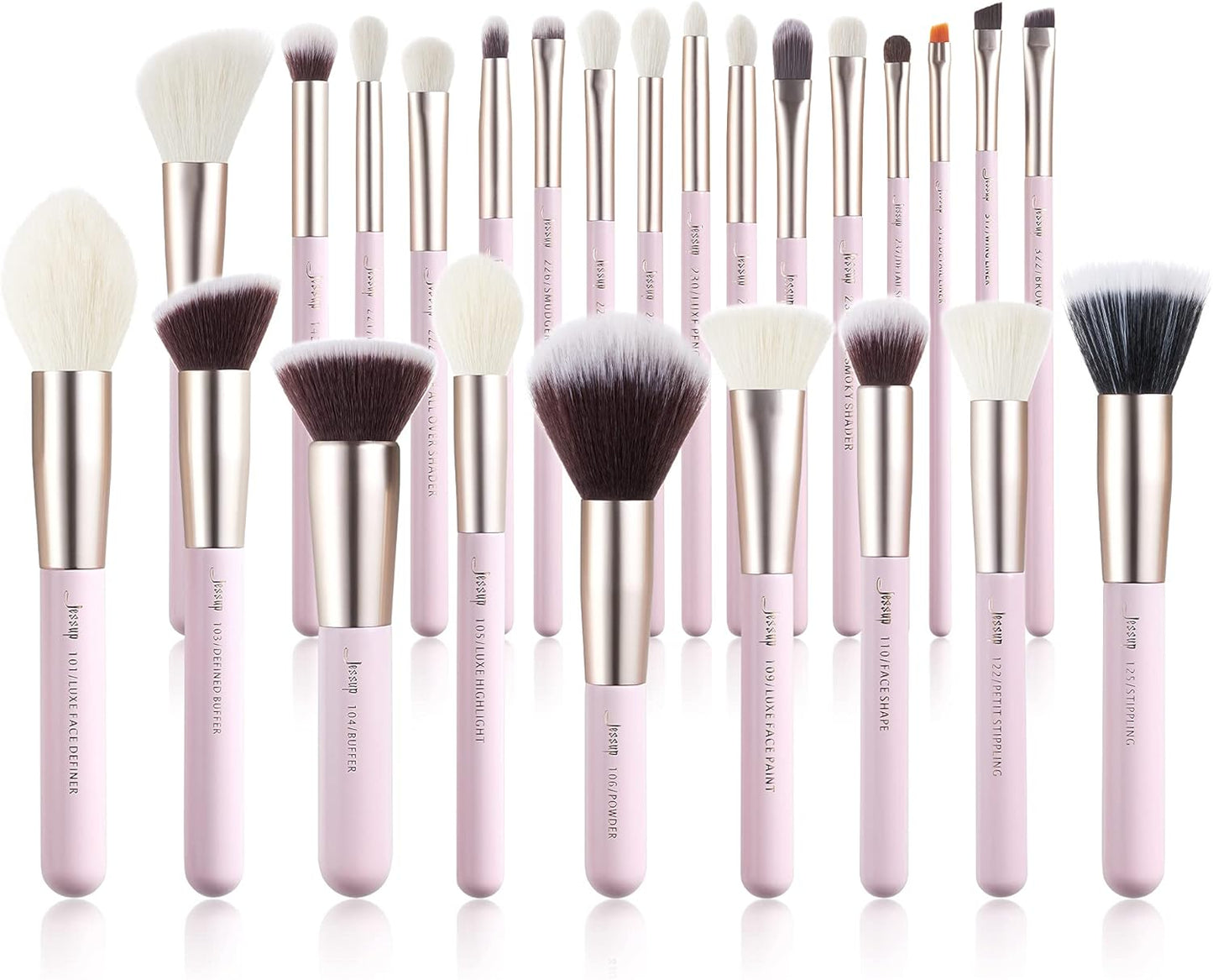 Jessup Pinceaux Maquillages 25pcs Ensemble Picneau à Maquillage Professionnel Pinceau Teint,Poudre,Fard à Paupières,Eye-Liner,Correcteur Pinceaux Kit Synthétiques Naturelles Noir/Or Rose T155