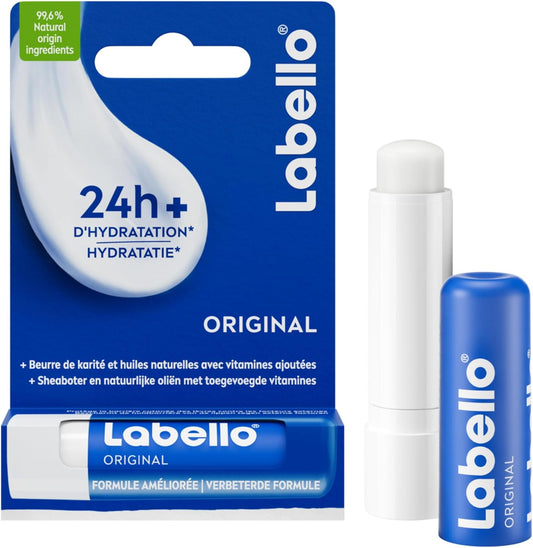 LABELLO Original (1 x 4.8 g), Lip Balm Enriched with Natural Oils and Smooth Texture, Lip Care Long-Lasting Moisturising for 24 Hours
