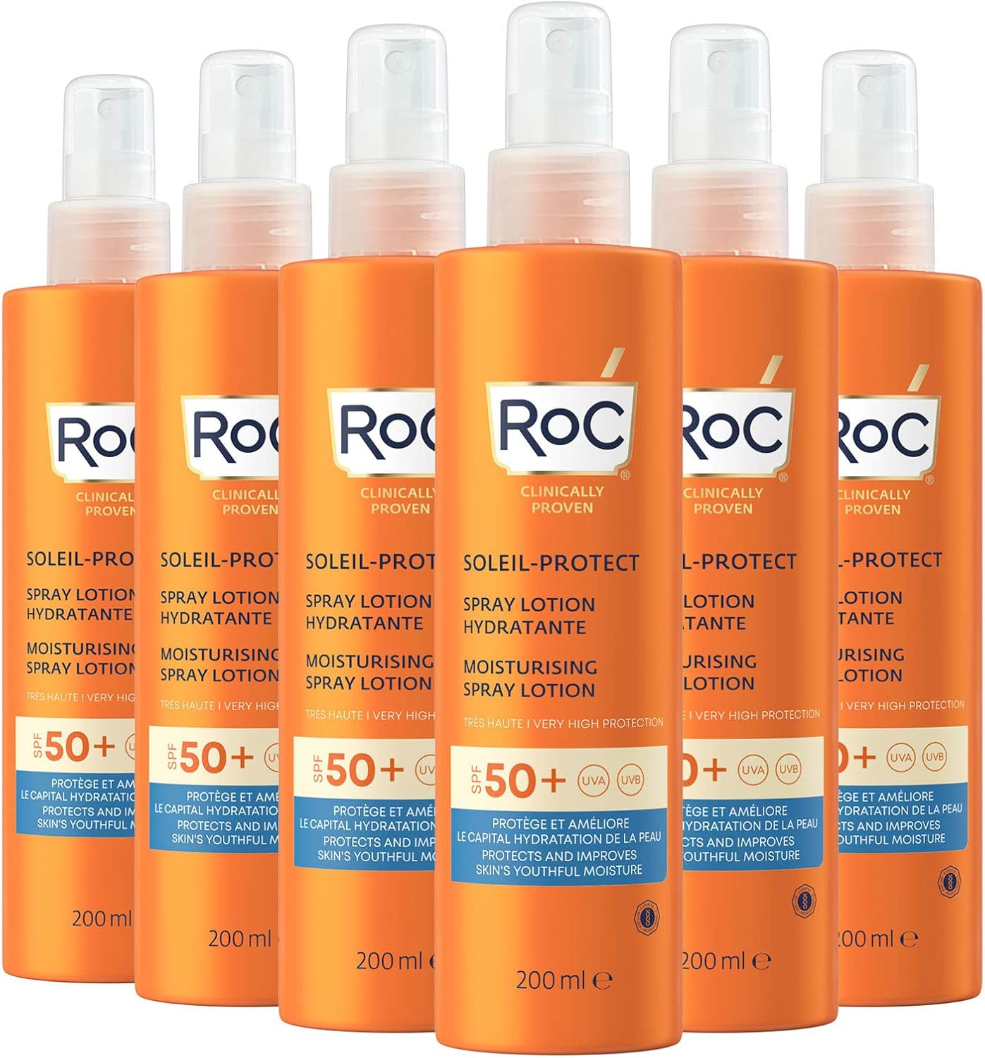 RoC - Soleil-Protect Lotion Spray Hydratant SPF 30 - Non Grasse Crème Solaire - Haute Protection - Résistant à l'Eau - 200 ml