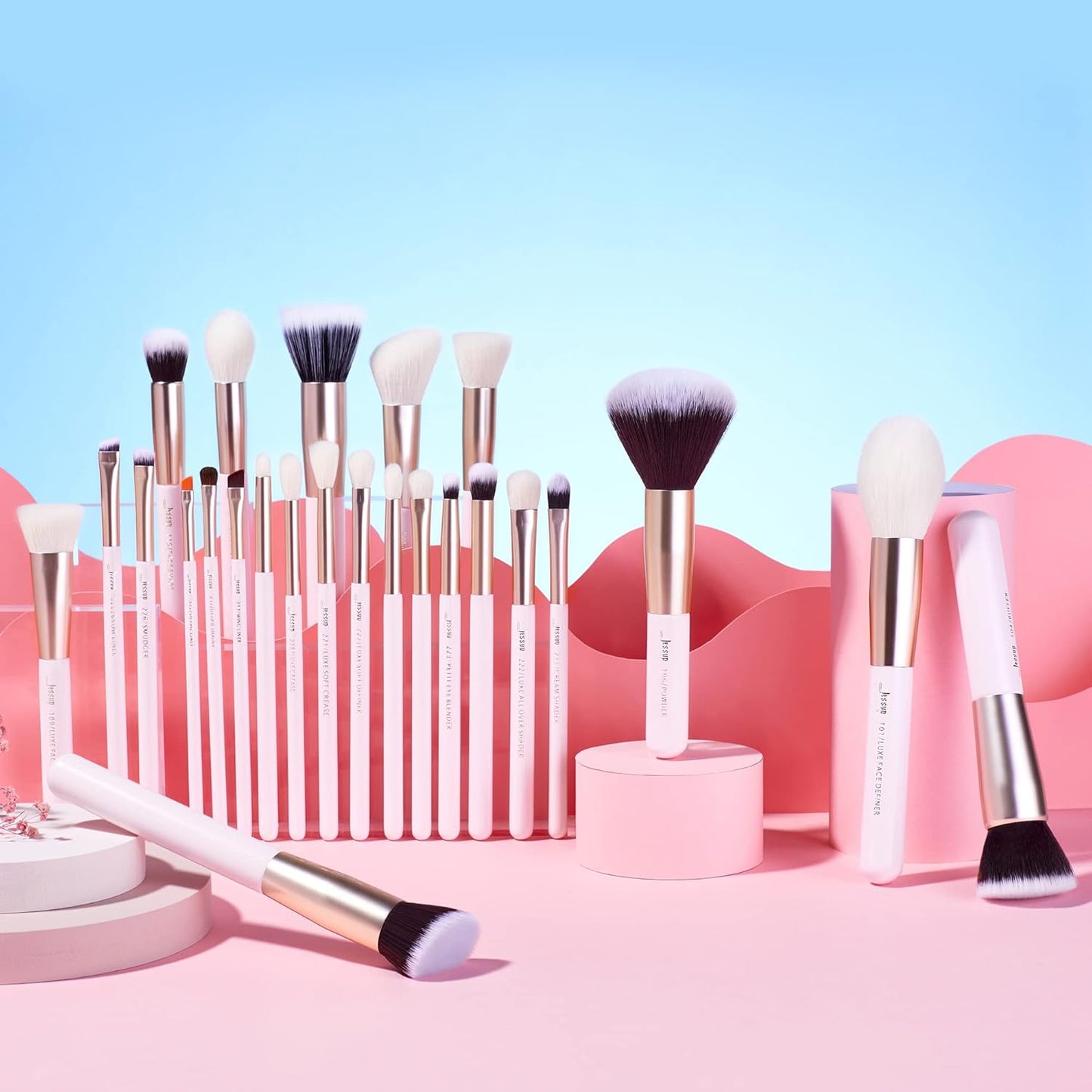 Jessup Pinceaux Maquillages 25pcs Ensemble Picneau à Maquillage Professionnel Pinceau Teint,Poudre,Fard à Paupières,Eye-Liner,Correcteur Pinceaux Kit Synthétiques Naturelles Noir/Or Rose T155