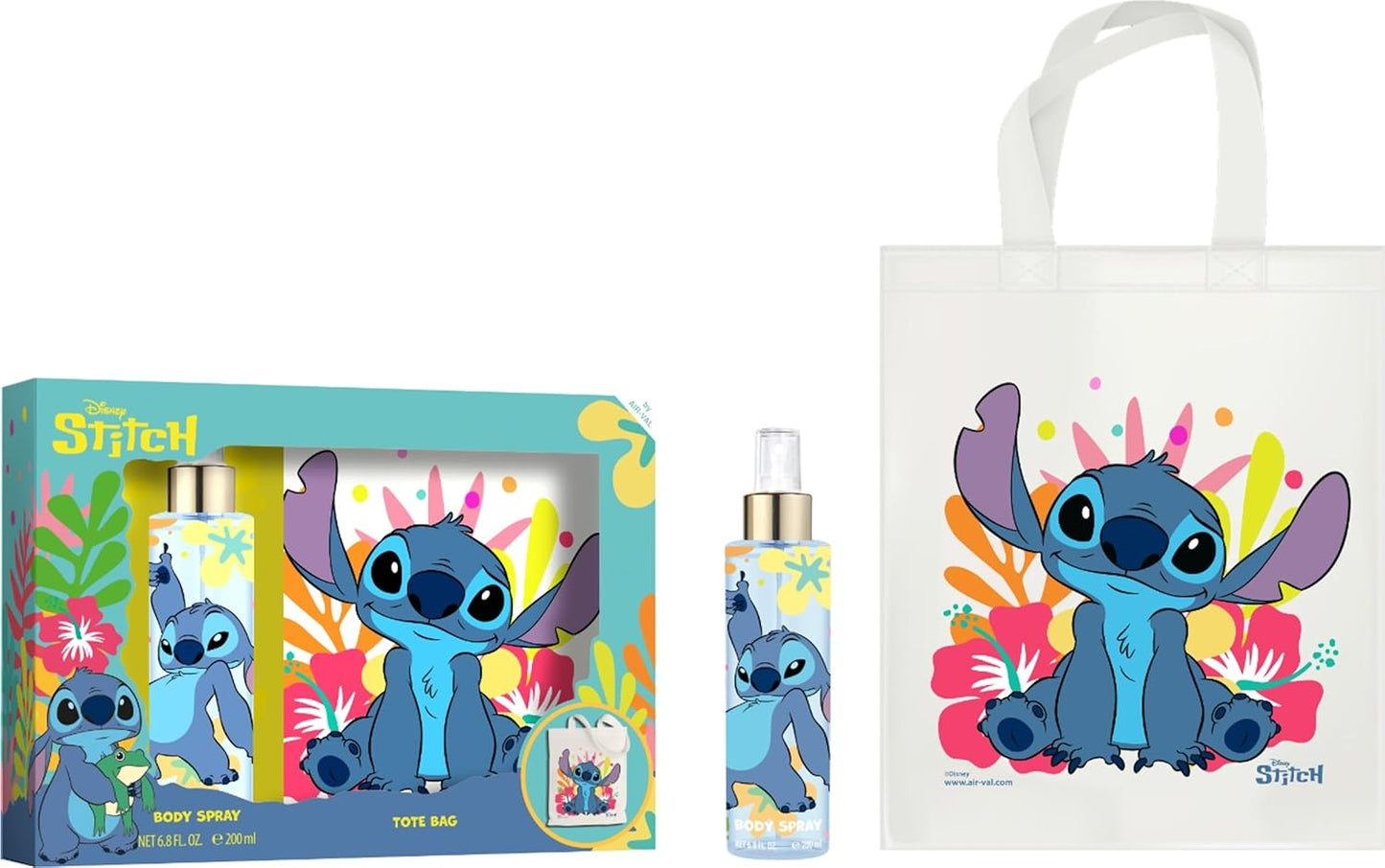 Stitch Coffret cadeau - Spray corporel 200 ml avec parfum tropical et sac, parfum pour enfant et sac - Unisexe