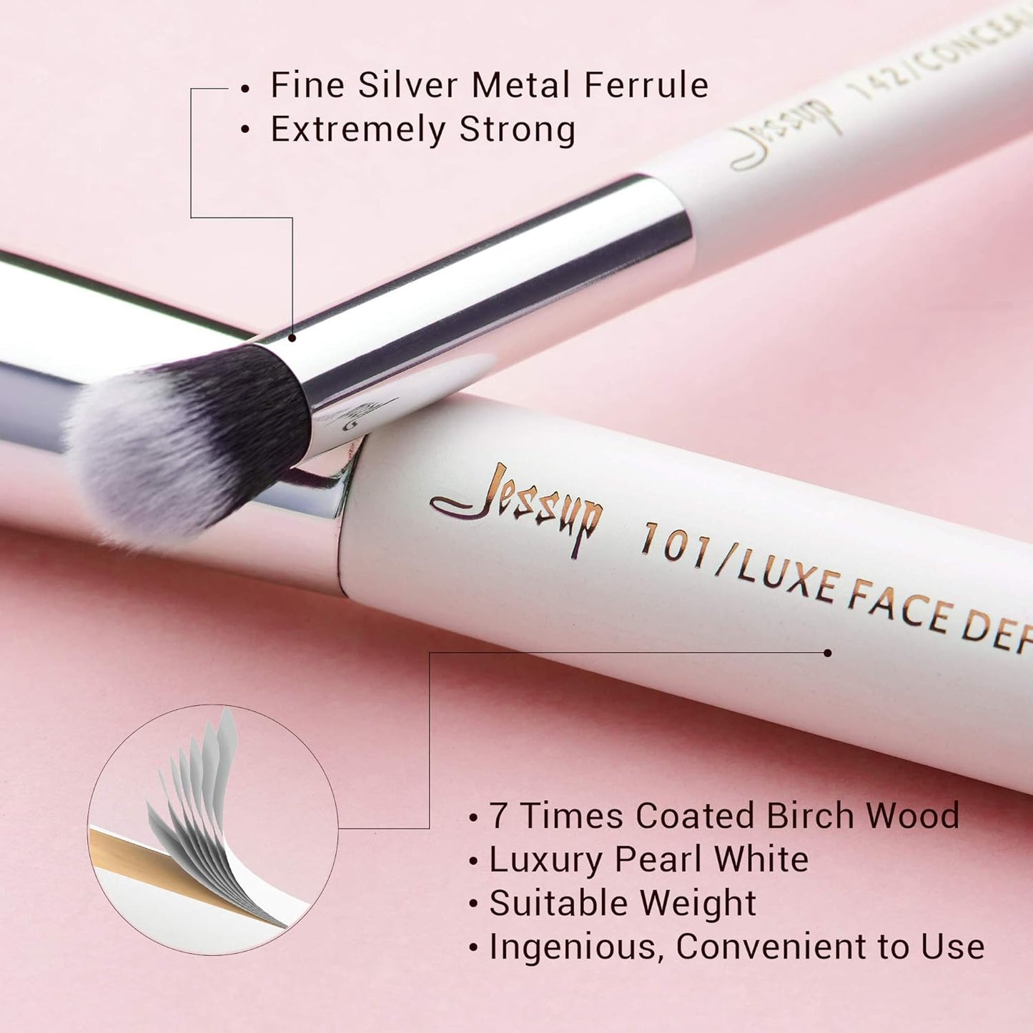 Jessup Pinceaux Maquillages 25pcs Ensemble Picneau à Maquillage Professionnel Pinceau Teint,Poudre,Fard à Paupières,Eye-Liner,Correcteur Pinceaux Kit Synthétiques Naturelles Noir/Or Rose T155