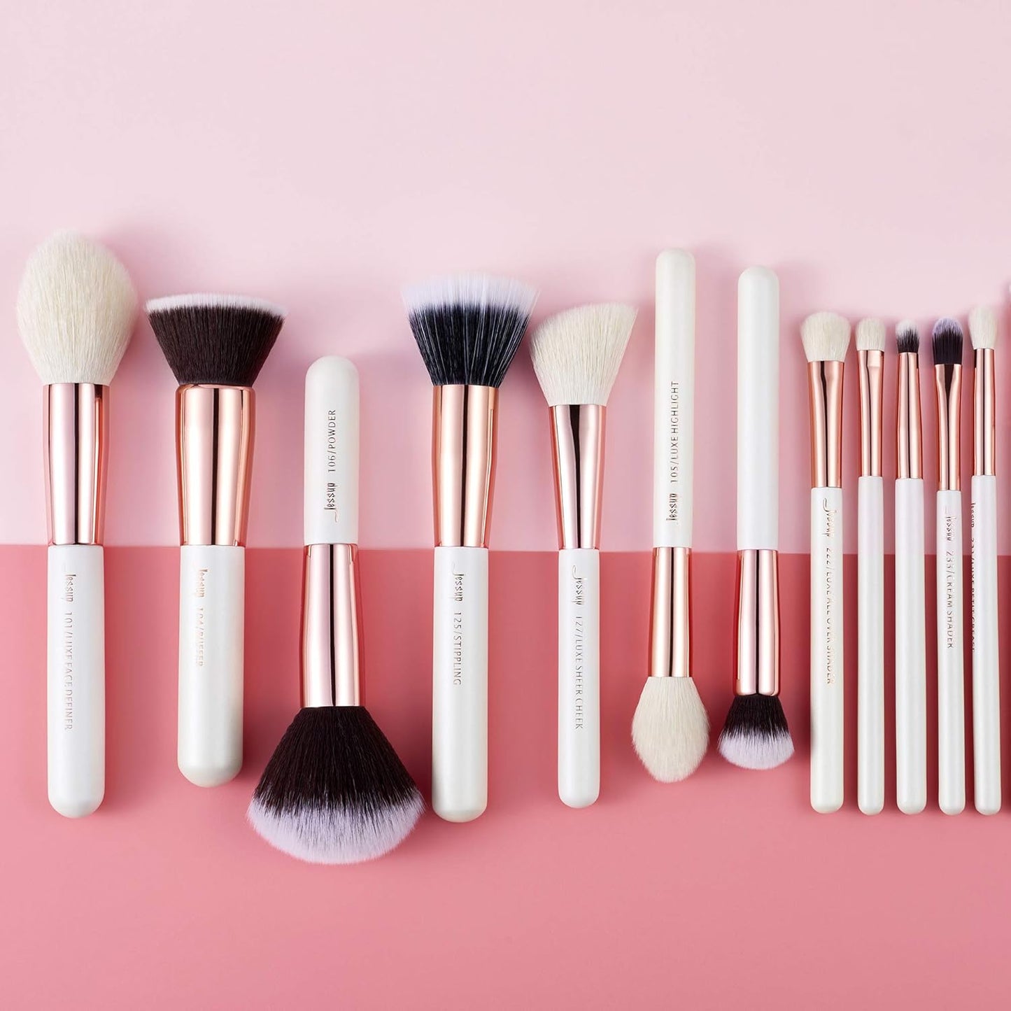 Jessup Pinceaux Maquillages 25pcs Ensemble Picneau à Maquillage Professionnel Pinceau Teint,Poudre,Fard à Paupières,Eye-Liner,Correcteur Pinceaux Kit Synthétiques Naturelles Noir/Or Rose T155
