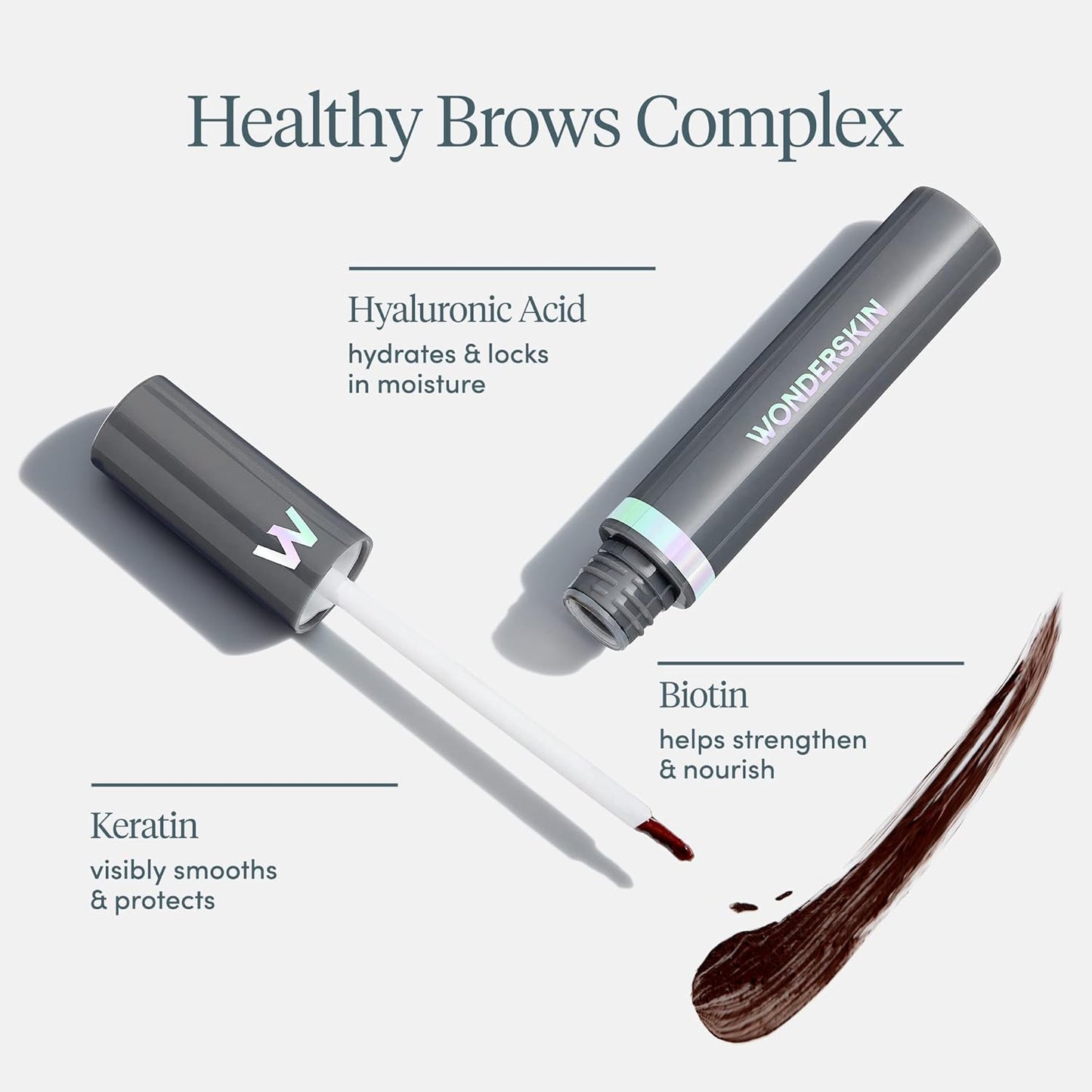 Wonderskin Dream Brow Gel Pour Sourcils, Gel Imperméable Pour Sourcils, Remplisseur Pour Sourcils, Gel Pour Sourcils Teinté, Mascara Pour Sourcils (Brune Foncée)