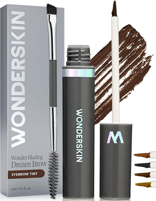Wonderskin Dream Brow Long Lasting Eyebrow Setting Gel - Water Resistant Tinted Mascara and Transfer (Dark Brown)