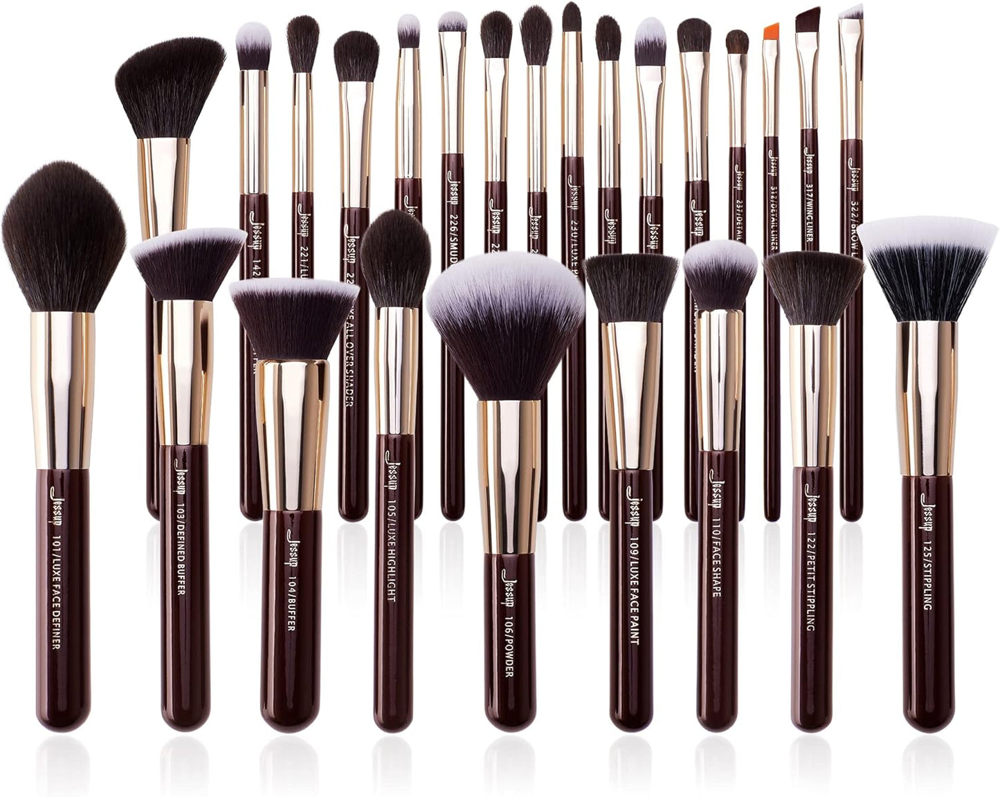 Jessup Pinceaux Maquillages 25pcs Ensemble Picneau à Maquillage Professionnel Pinceau Teint,Poudre,Fard à Paupières,Eye-Liner,Correcteur Pinceaux Kit Synthétiques Naturelles Noir/Or Rose T155