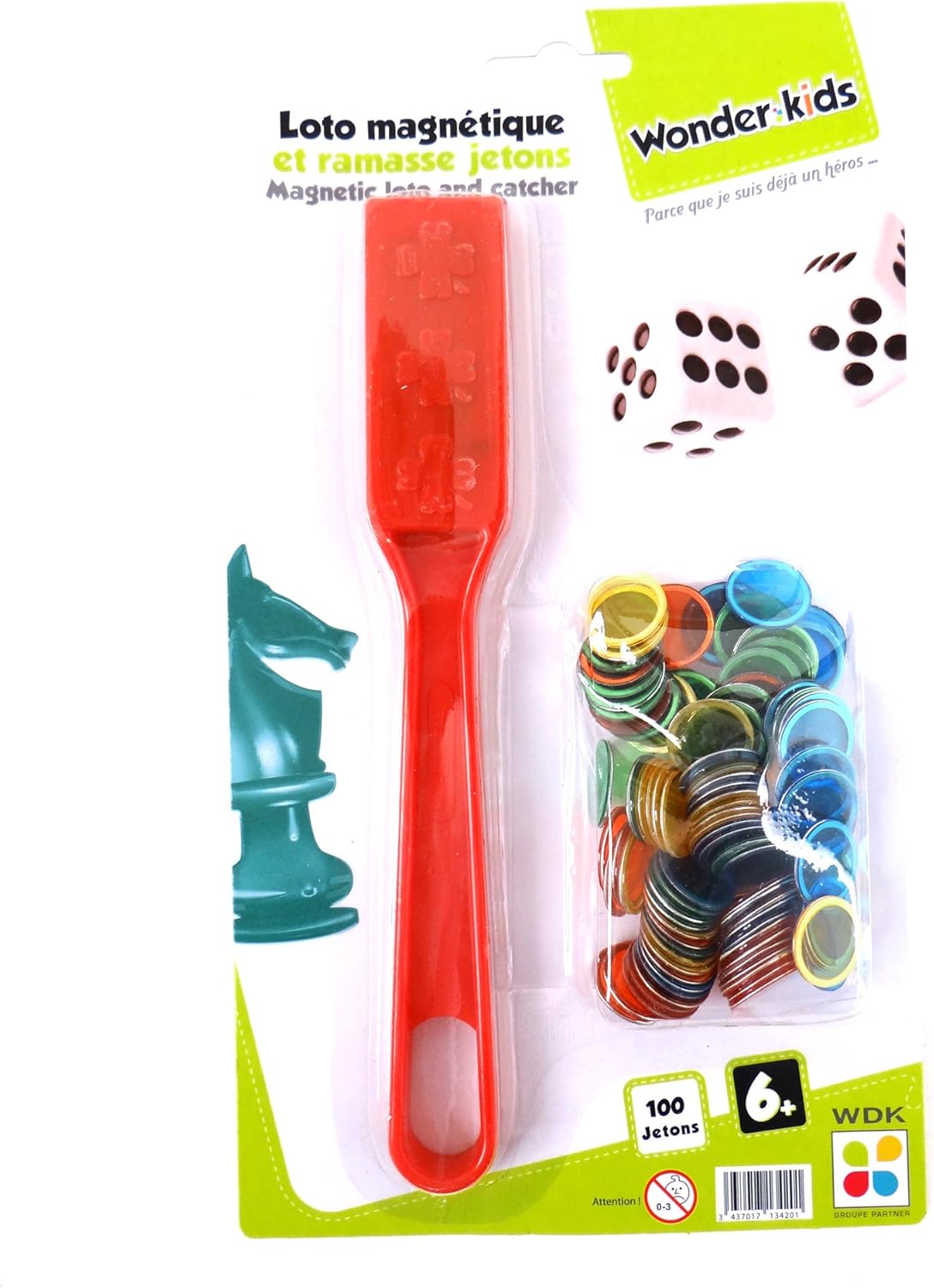 WDK PARTNER - A1300730 - Board Games - Magnetic Stick + 100 Magnetic Pawns | Random Colour