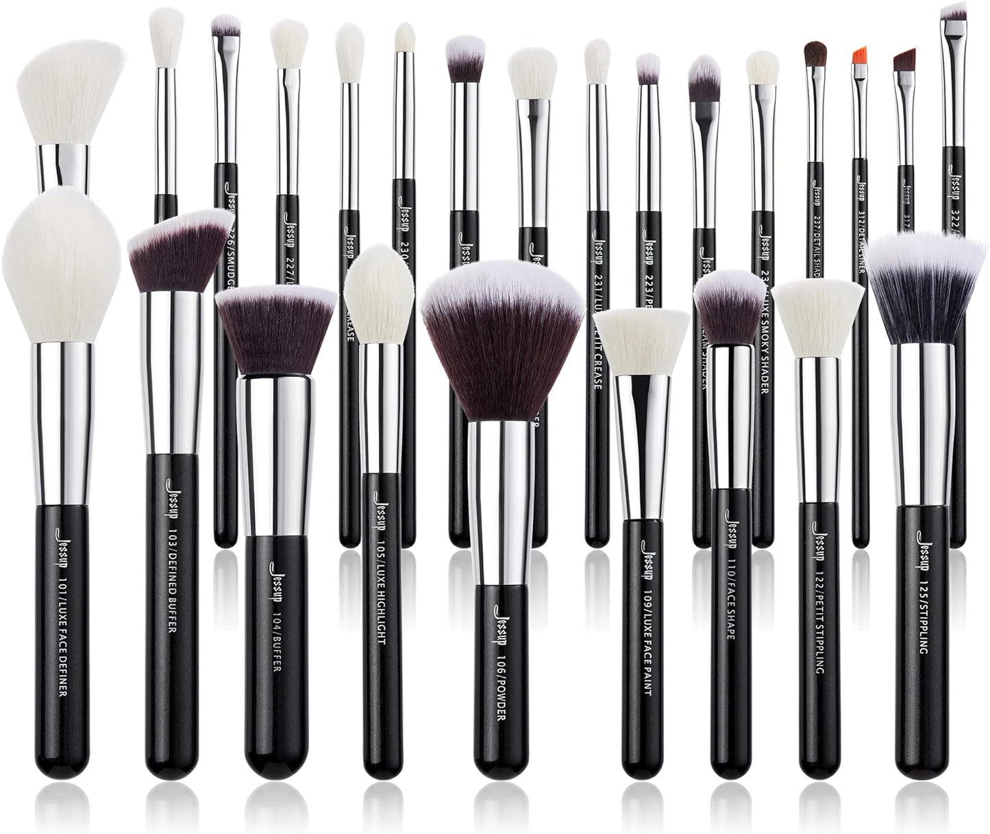 Jessup Pinceaux Maquillages 25pcs Ensemble Picneau à Maquillage Professionnel Pinceau Teint,Poudre,Fard à Paupières,Eye-Liner,Correcteur Pinceaux Kit Synthétiques Naturelles Noir/Or Rose T155