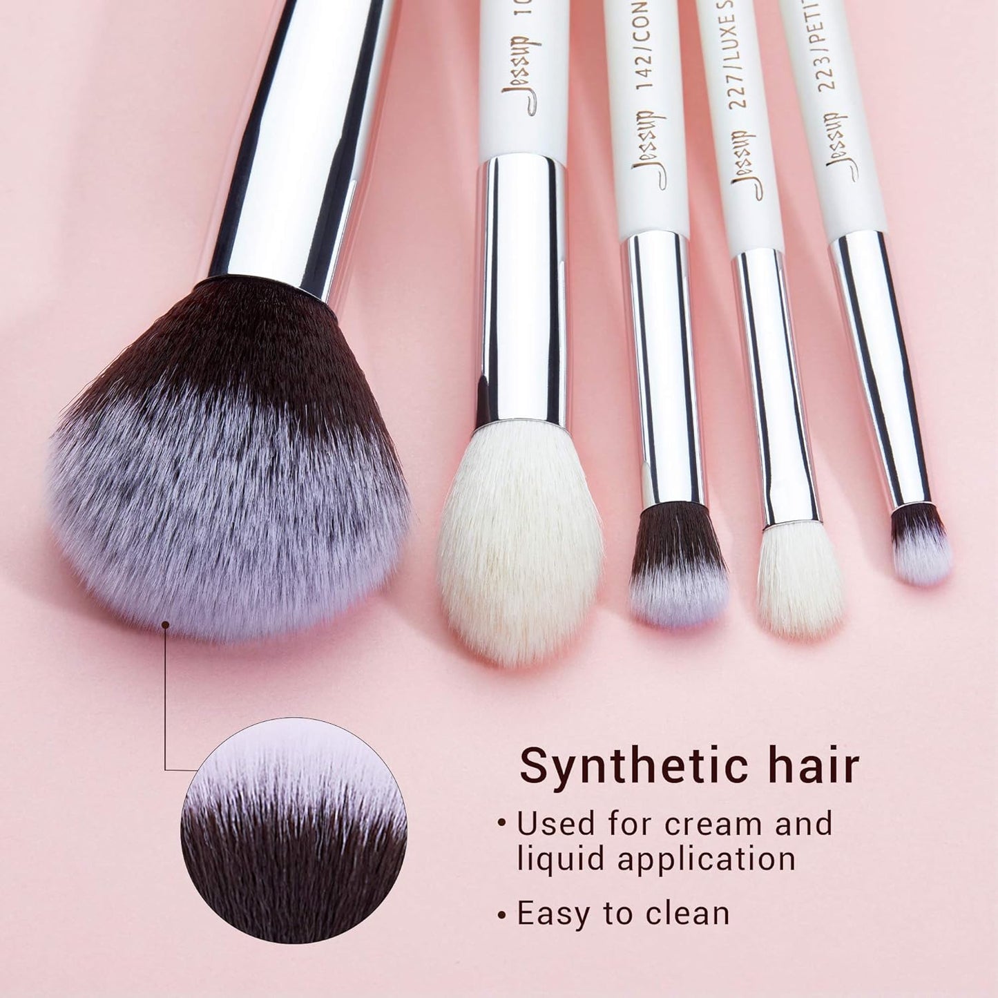 Jessup Pinceaux Maquillages 25pcs Ensemble Picneau à Maquillage Professionnel Pinceau Teint,Poudre,Fard à Paupières,Eye-Liner,Correcteur Pinceaux Kit Synthétiques Naturelles Noir/Or Rose T155