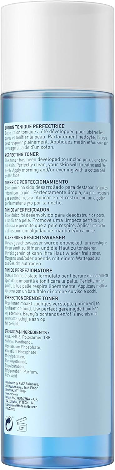 RoC - Démaquillant au Lait 3 en 1 - Nettoie, Tonifie et Hydrate - Élimine le Maquillage Waterproof - Tous Types de Peau - 400 ml