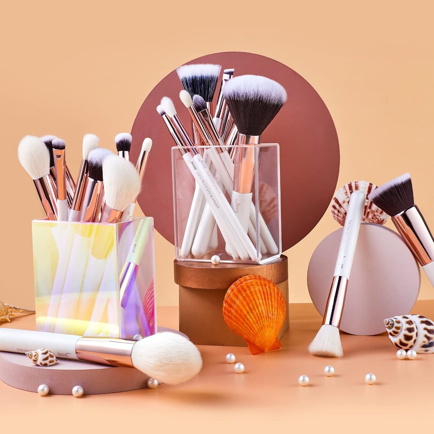 Jessup Pinceaux Maquillages 25pcs Ensemble Picneau à Maquillage Professionnel Pinceau Teint,Poudre,Fard à Paupières,Eye-Liner,Correcteur Pinceaux Kit Synthétiques Naturelles Noir/Or Rose T155