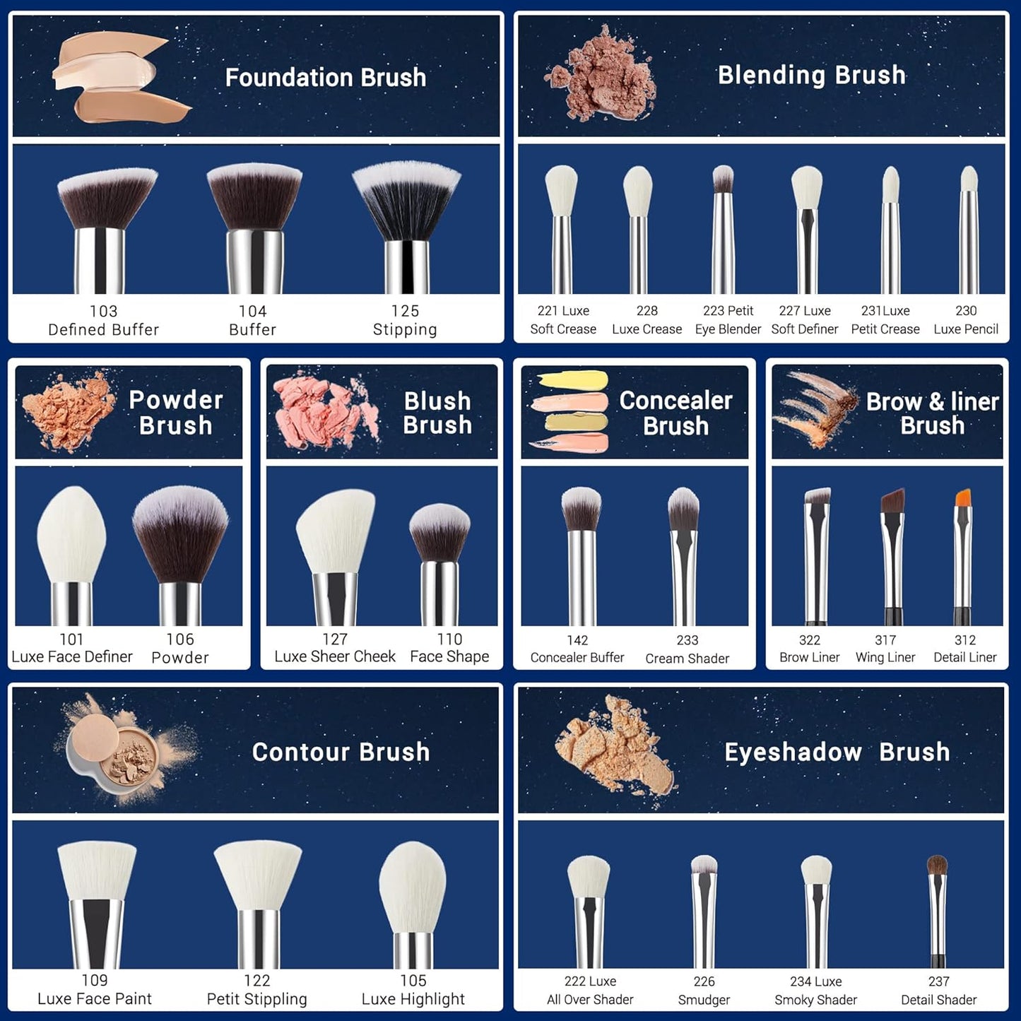 Jessup Pinceaux Maquillages 25pcs Ensemble Picneau à Maquillage Professionnel Pinceau Teint,Poudre,Fard à Paupières,Eye-Liner,Correcteur Pinceaux Kit Synthétiques Naturelles Noir/Or Rose T155