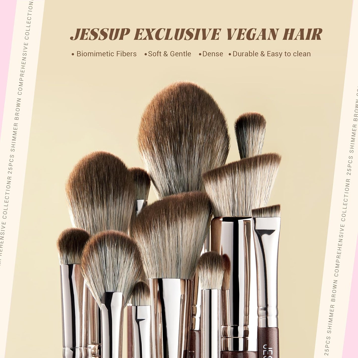 Jessup Pinceaux Maquillages 25pcs Ensemble Picneau à Maquillage Professionnel Pinceau Teint,Poudre,Fard à Paupières,Eye-Liner,Correcteur Pinceaux Kit Synthétiques Naturelles Noir/Or Rose T155