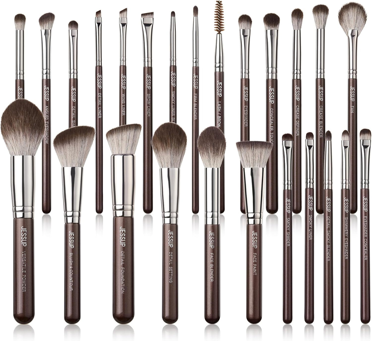 Jessup Pinceaux Maquillages 25pcs Ensemble Picneau à Maquillage Professionnel Pinceau Teint,Poudre,Fard à Paupières,Eye-Liner,Correcteur Pinceaux Kit Synthétiques Naturelles Noir/Or Rose T155