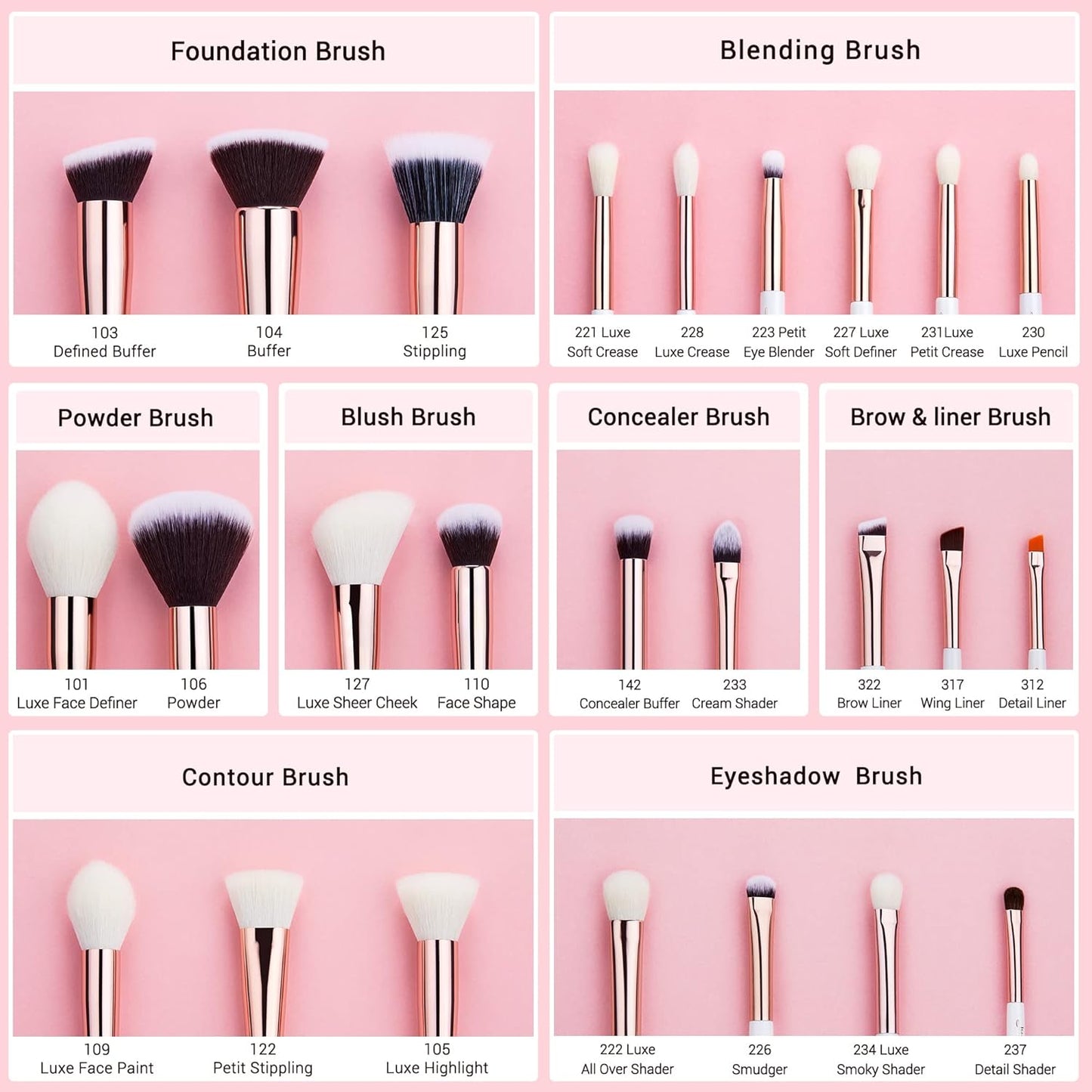 Jessup Pinceaux Maquillages 25pcs Ensemble Picneau à Maquillage Professionnel Pinceau Teint,Poudre,Fard à Paupières,Eye-Liner,Correcteur Pinceaux Kit Synthétiques Naturelles Noir/Or Rose T155