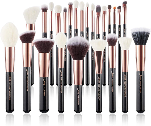 Jessup Pinceaux Maquillages 25pcs Ensemble Picneau à Maquillage Professionnel Pinceau Teint,Poudre,Fard à Paupières,Eye-Liner,Correcteur Pinceaux Kit Synthétiques Naturelles Noir/Or Rose T155