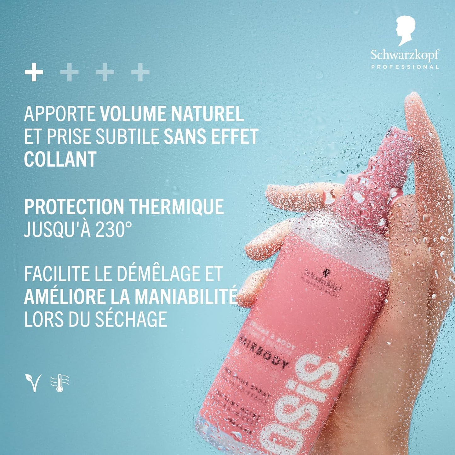 Schwarzkopf Professional OSiS Hairbody Spray Volumisant Atomiseur Sans Aérosol Sans Effet Collant Démêlant Facilite Le Coiffage Protection Thermique Fixation Légère 200 ml