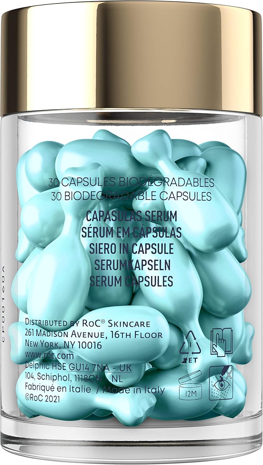 RoC - Multi Correxion Hydrate + Plump Sérum - Pour L'hydratation de la Peau - Effet Repulpant Maximal - Acide Hyaluronique - 10 Capsules