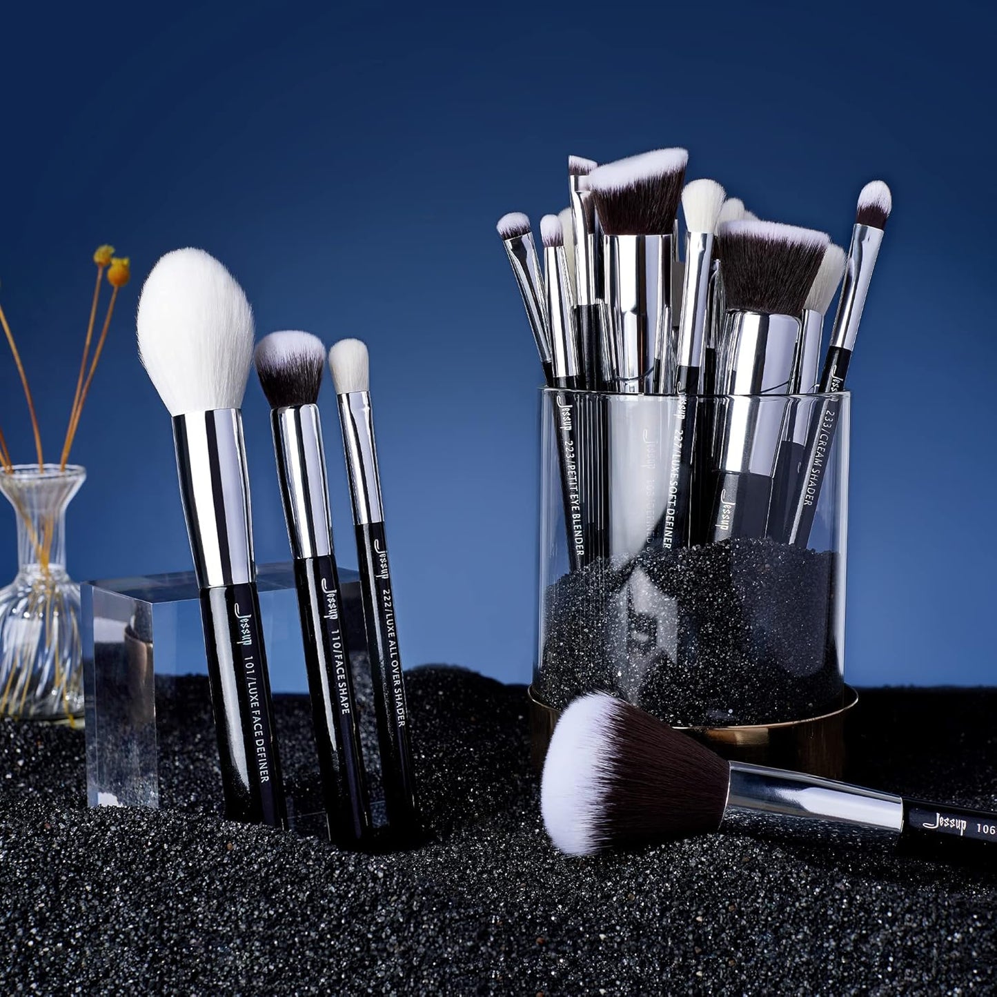 Jessup Pinceaux Maquillages 25pcs Ensemble Picneau à Maquillage Professionnel Pinceau Teint,Poudre,Fard à Paupières,Eye-Liner,Correcteur Pinceaux Kit Synthétiques Naturelles Noir/Or Rose T155