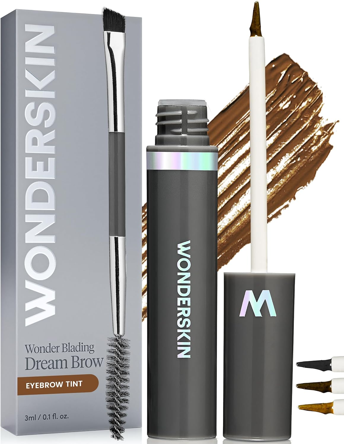 Wonderskin Dream Brow Gel Pour Sourcils, Gel Imperméable Pour Sourcils, Remplisseur Pour Sourcils, Gel Pour Sourcils Teinté, Mascara Pour Sourcils (Brune Foncée)