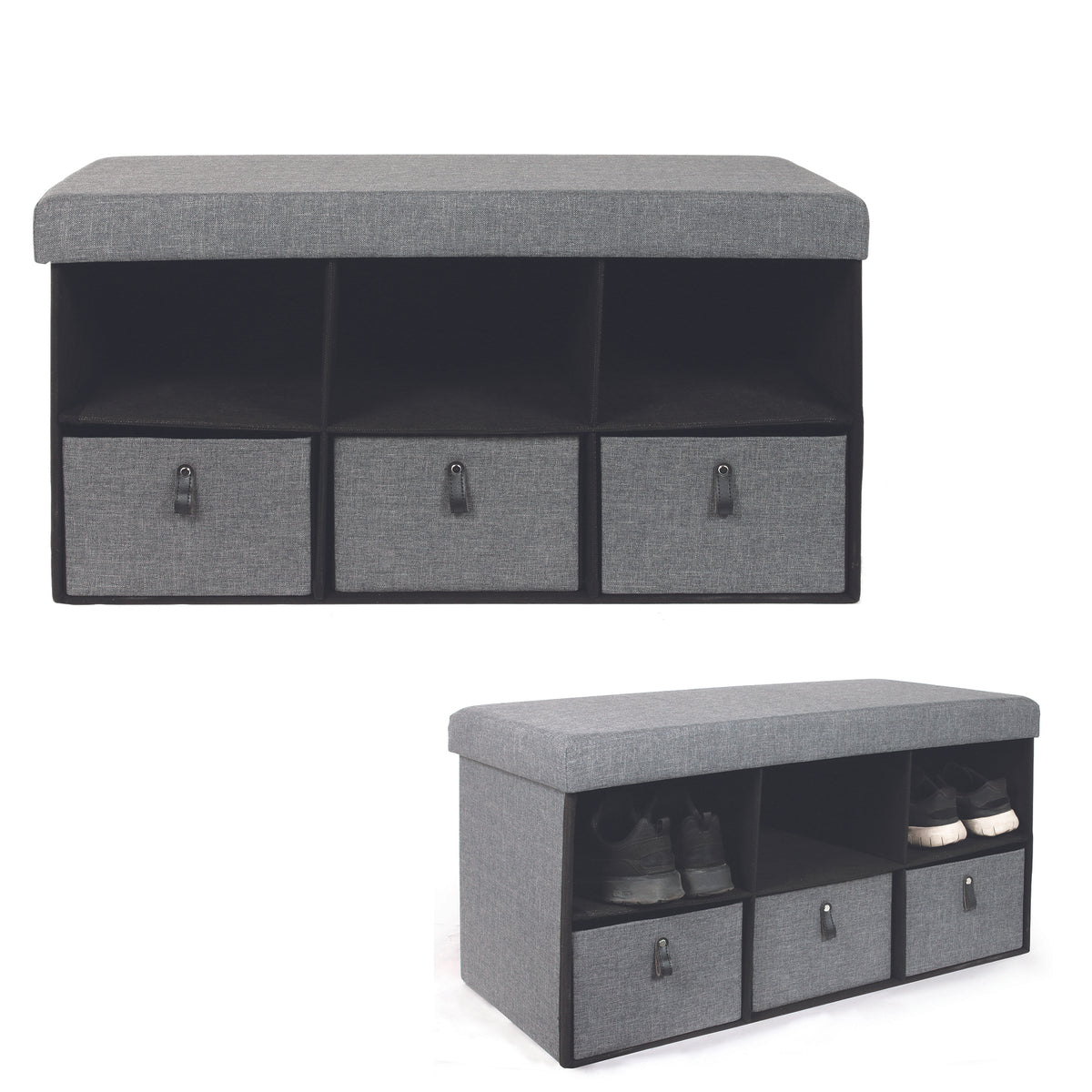 COFFRE BANC PLIABLE RANGEMENTS GRIS FONCE