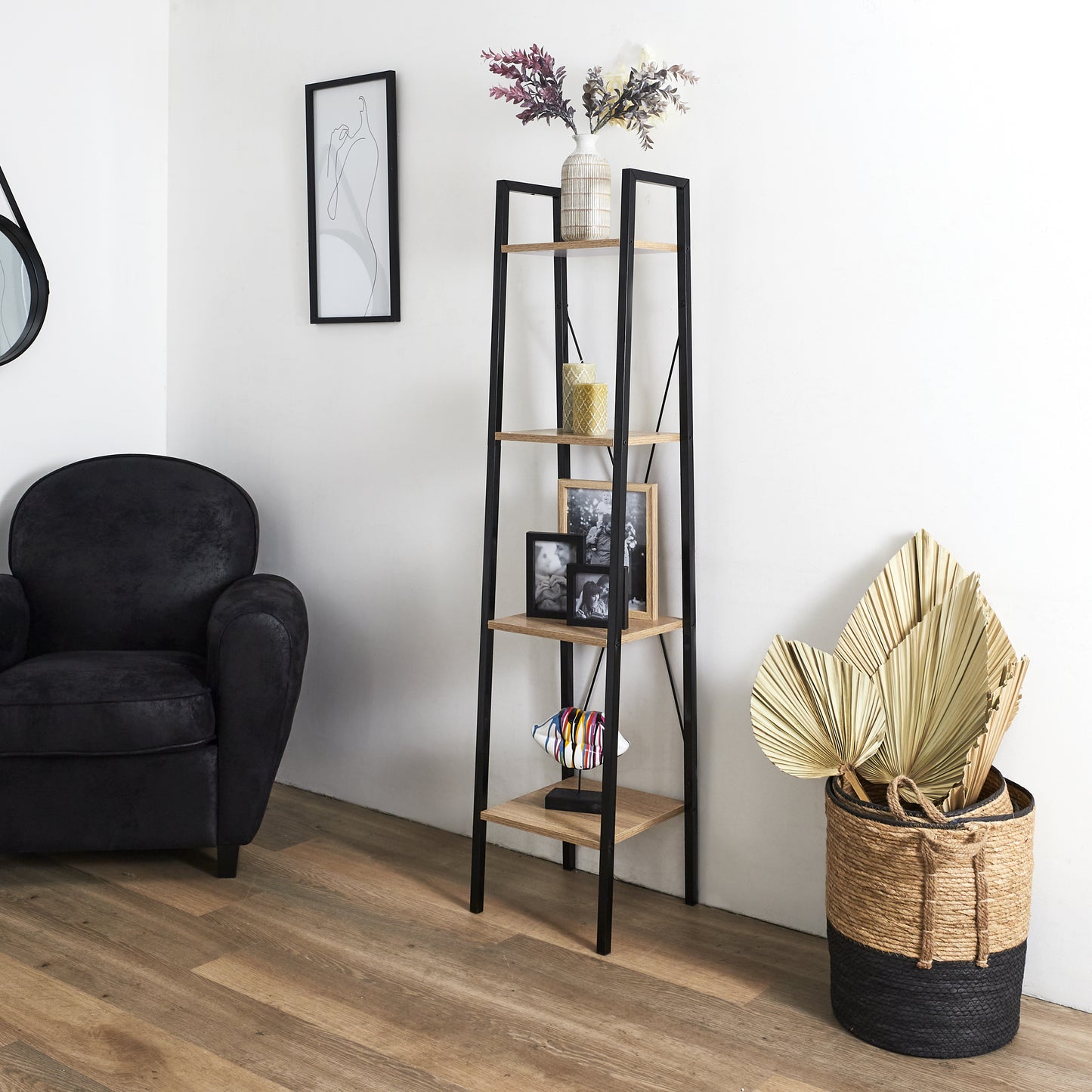 ETAGERE BOIS ET METAL LOKA
