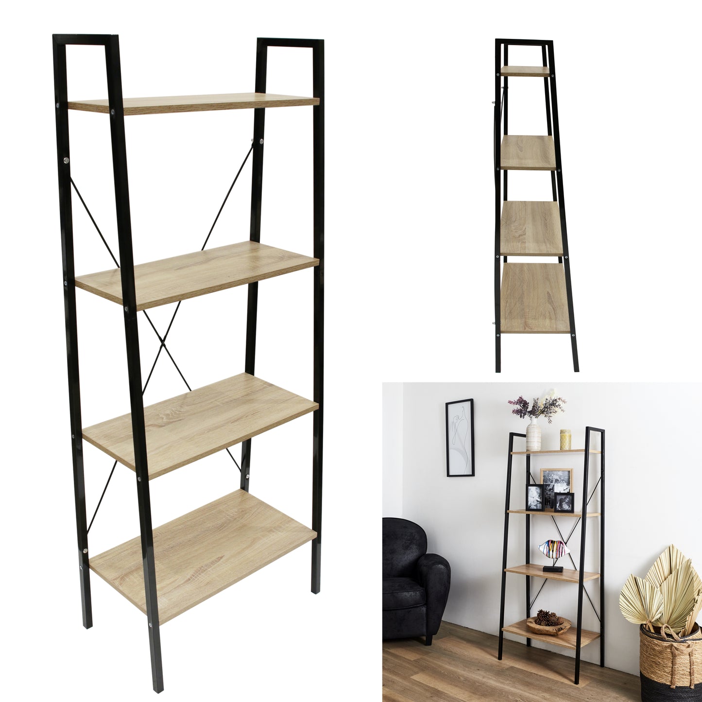 ETAGERE BOIS ET METAL LOKA