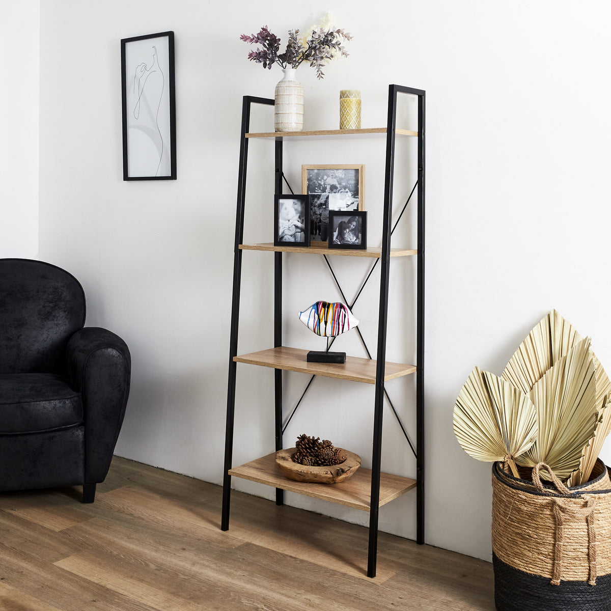ETAGERE BOIS ET METAL LOKA