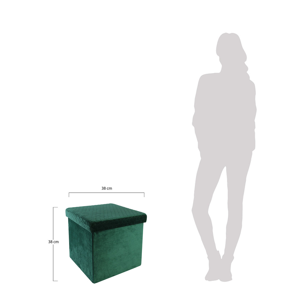 Coffre Pouf Pliable Velours Vert
