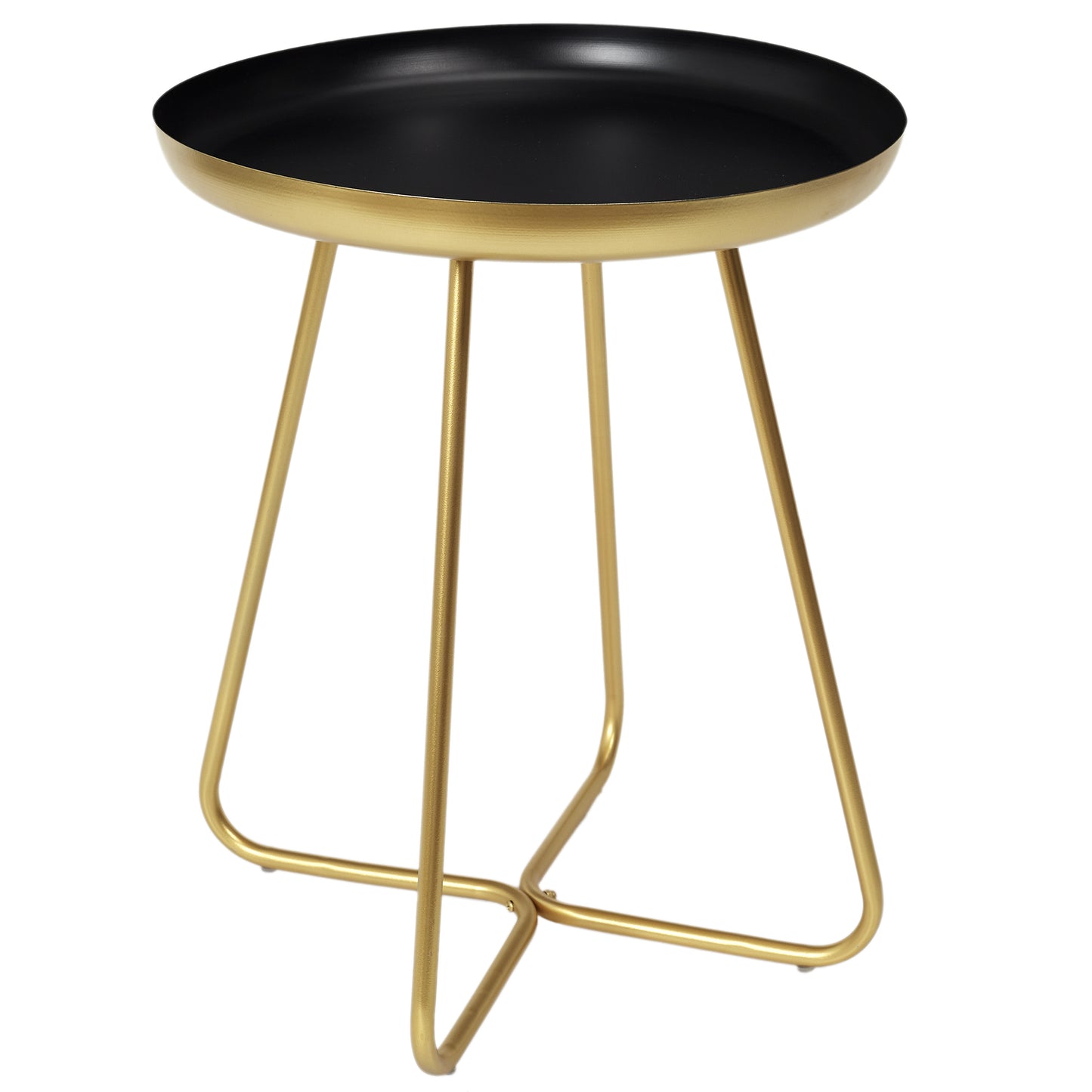 Table D Appoint Plateau Rond Noir Et Dore