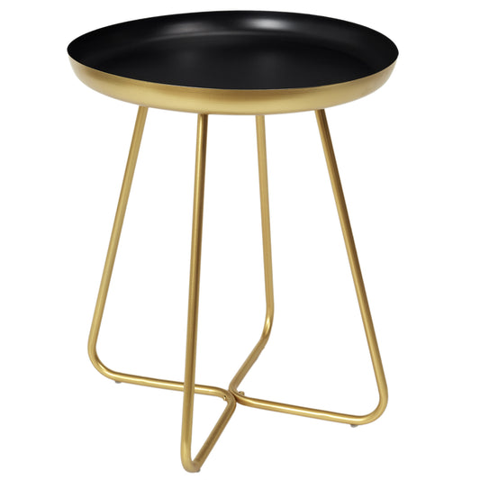 Table D Appoint Plateau Rond Noir Et Dore