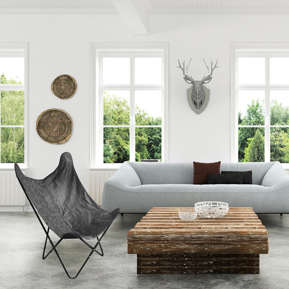 Fauteuil Papillon Suedine Gris