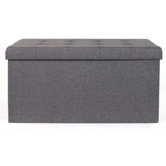 Coffre Banc Pliable Tissu Gris Fonce