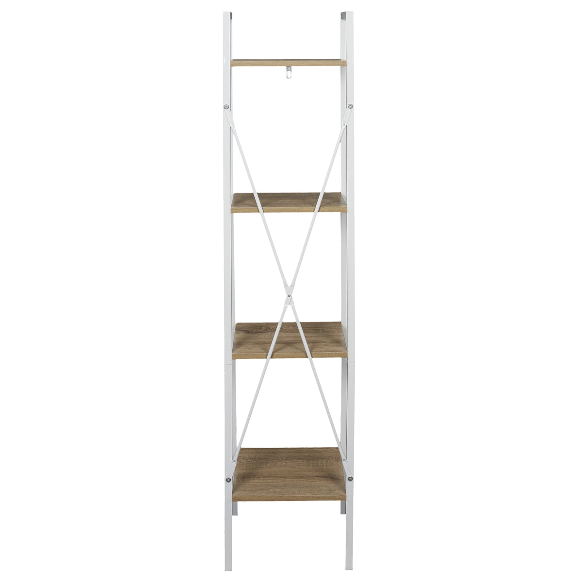 Etagere Bois Et Metal Blanc 148X34X32