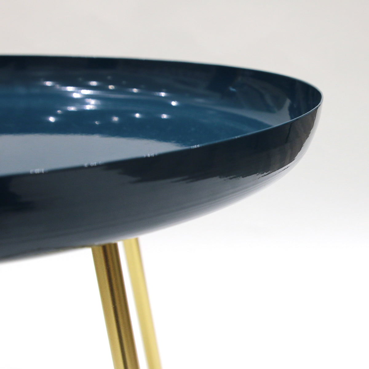 Table D Appoint Plateau Rond Glossy Bleu