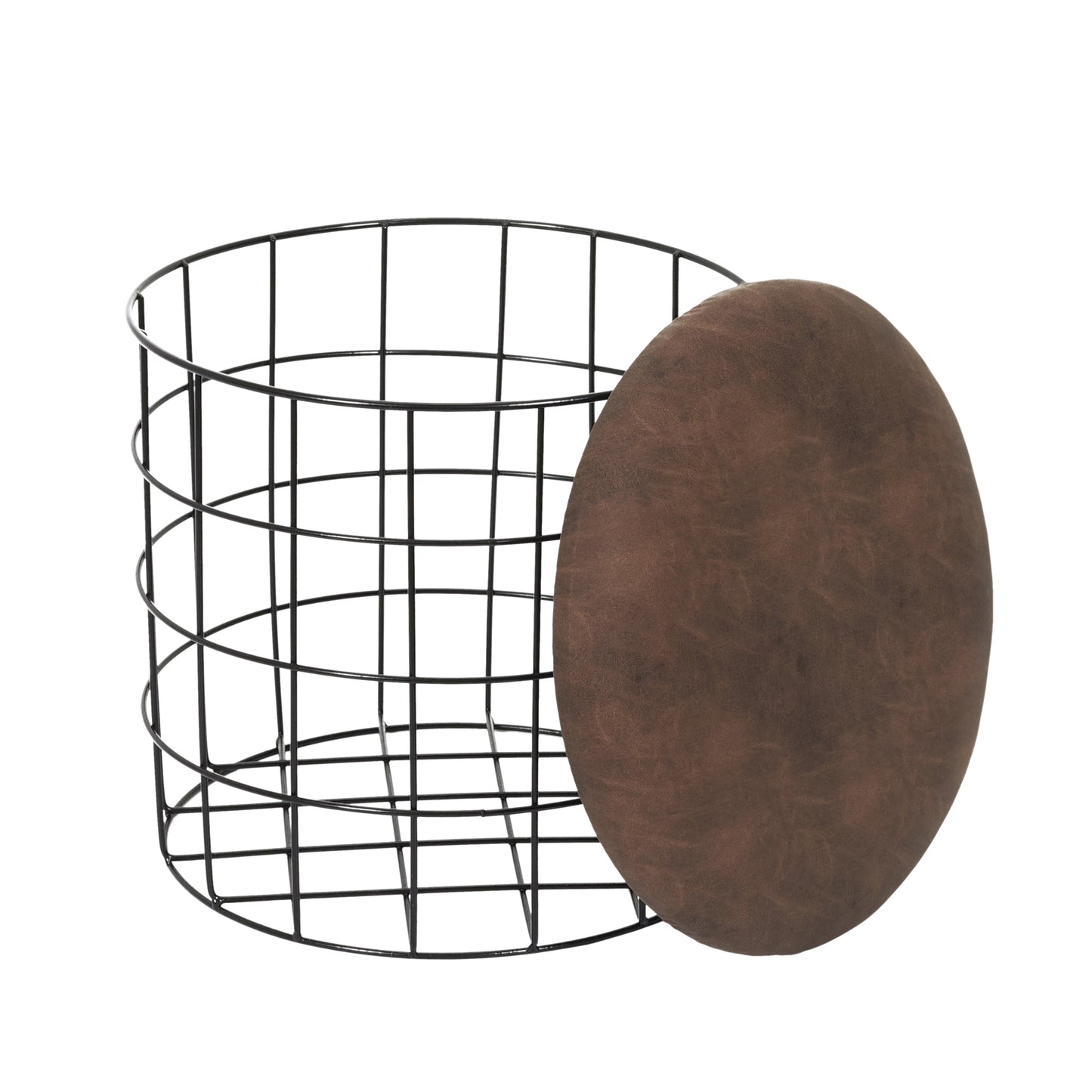 Pouf Gigogne Pu Marron X2