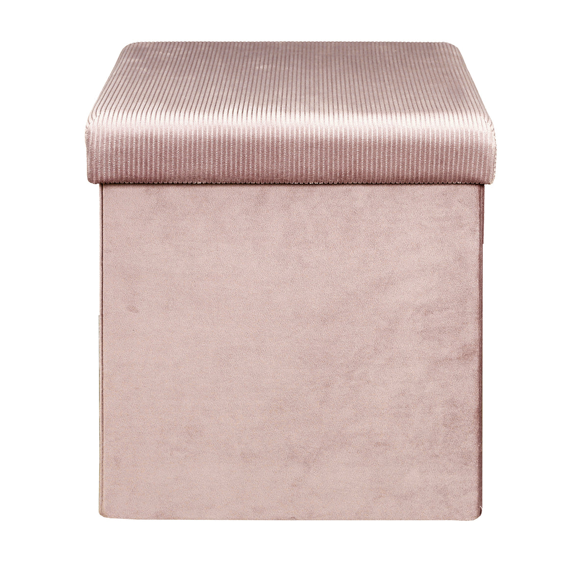 Coffre Pouf Pliable Velours Cotele Giulia Rose