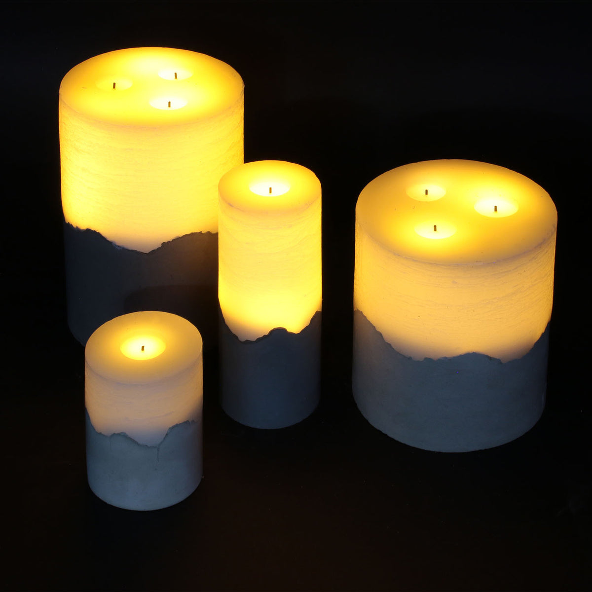 Bougie Led Base Ciment 20X15Cm