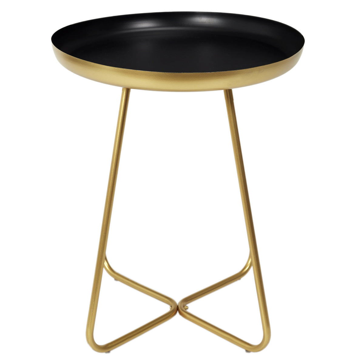 Table D Appoint Plateau Rond Noir Et Dore