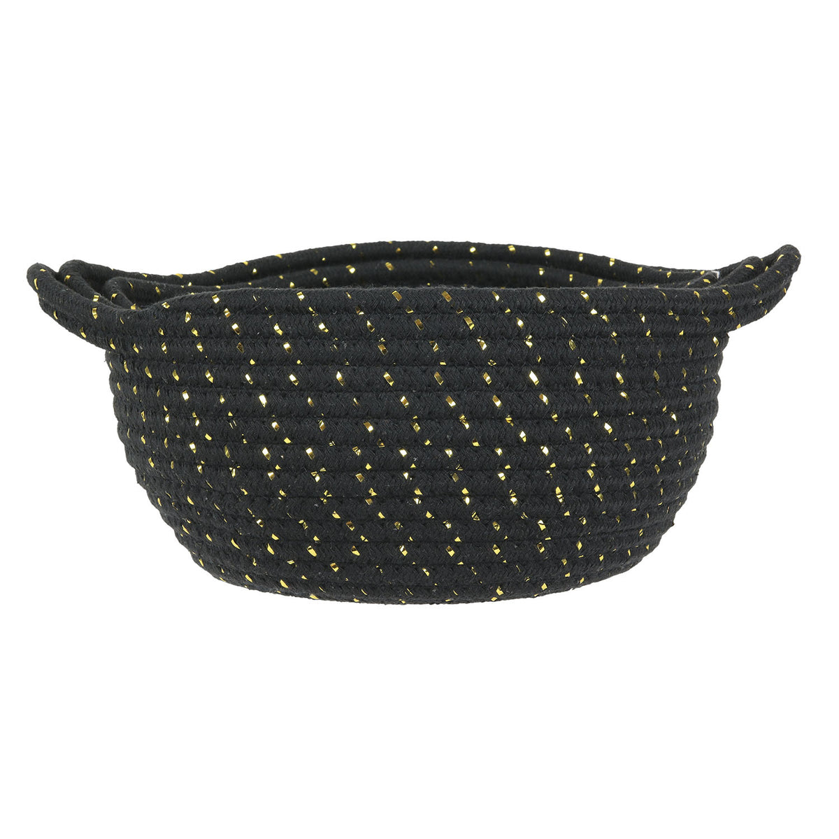 Panier Rangement Coton Noir Et Fibre Dore X3