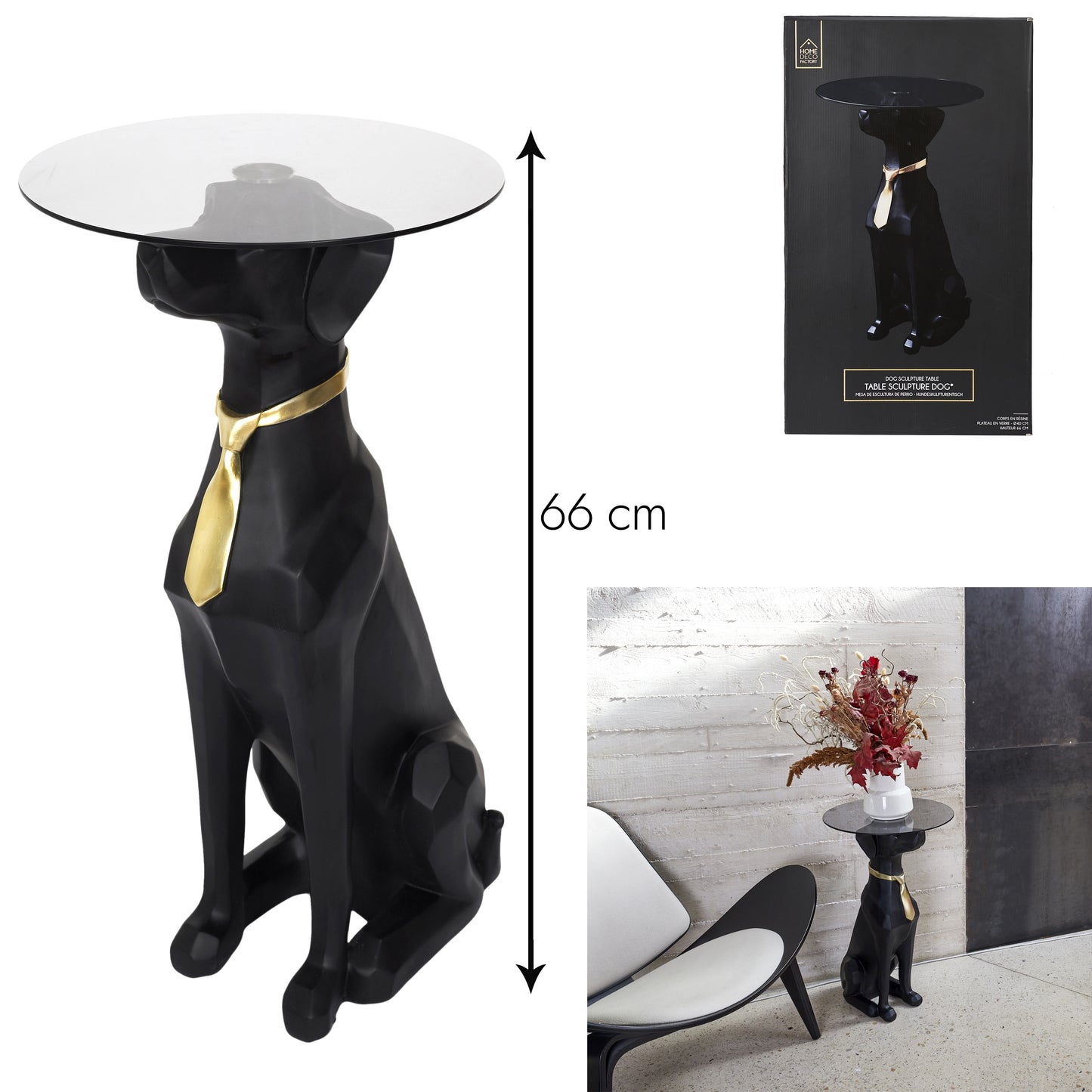 Table Basse Deco Chien Assis 66Cm