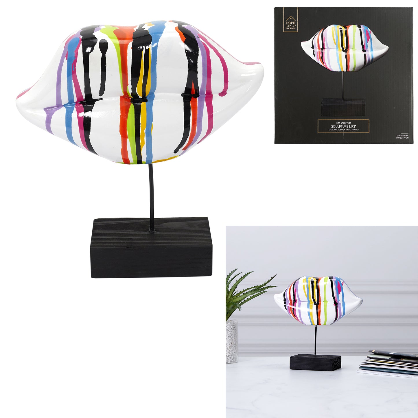 Deco A Poser Bouche Multicolore H20Cm