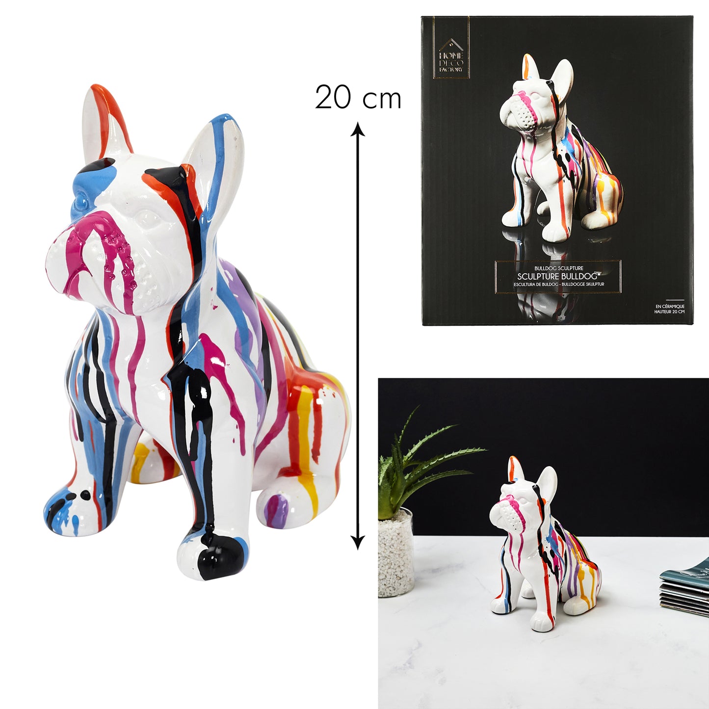 Bulldog Ceramique Coulures 20Cm
