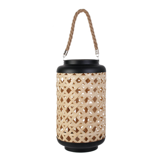 Lanterne Tressee Noir H38.5Cm