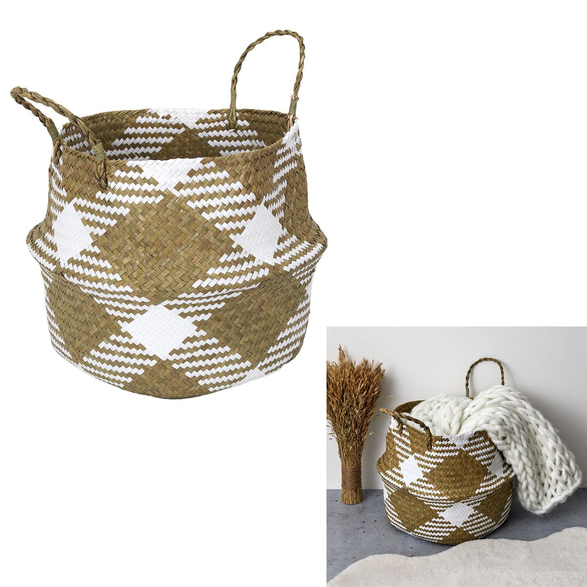 Panier De Rangement Blanc Et Naturel