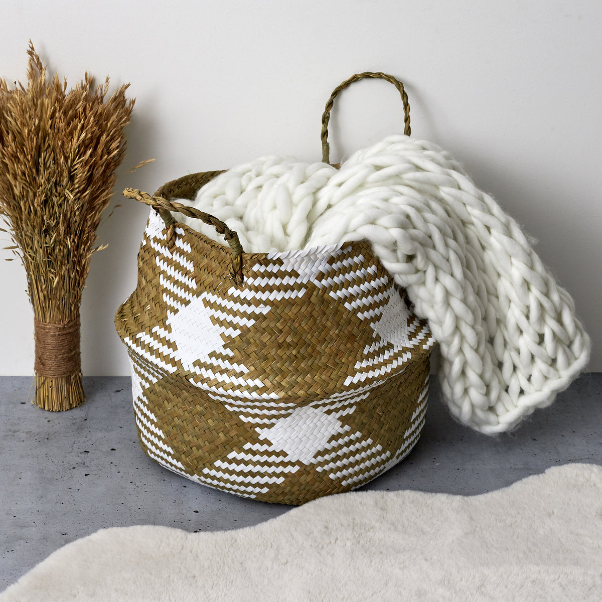 Panier De Rangement Blanc Et Naturel