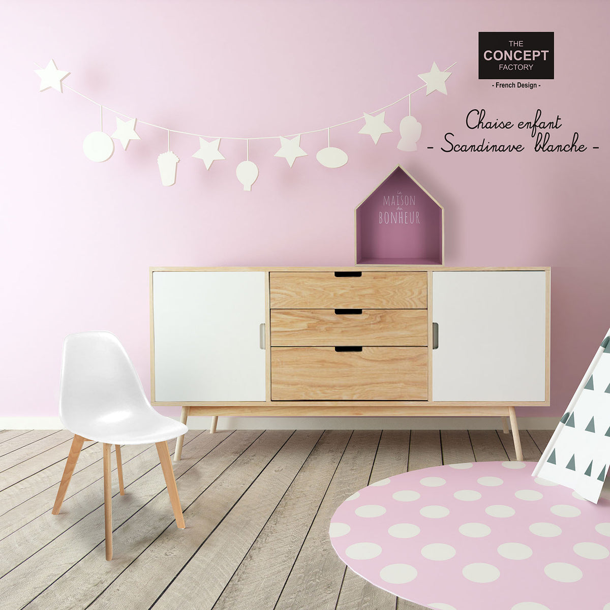 Chaise Scandinave Enfant Coque Pp Blanche