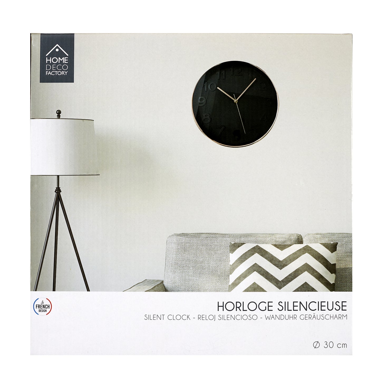 Horloge Ronde 30.5Cm Noire Cuivree